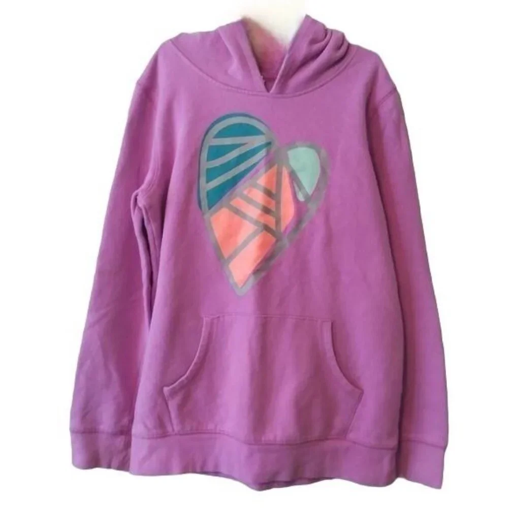 Circo Girls Size XL 14/16 Hoodie Purple With Colorful Heart Graphic